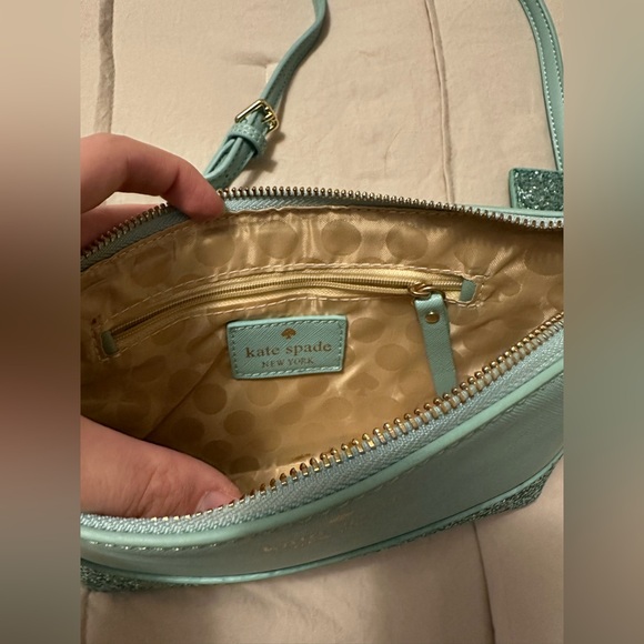Teal glittery Kate spade purse with card holder. - Picture 4 of 5